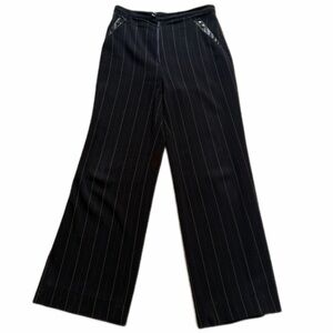Black Straight-Leg Pinstripe Dress Pants, Petite US 4–6, Office Wear